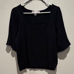 Catherine Malandrino Black Knit Scoop Neck Short-Sleeve Top Size: Medium